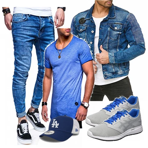 Grau Schuh Sneaker Asics kombinieren