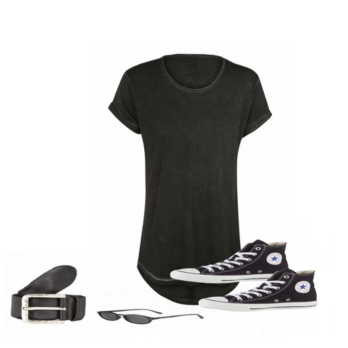 Gürtel kombinieren mit Blau Sommer Schuh Converse