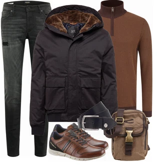 Outfit mit Rot Strickjacke !Solid "Bequemes WInter Outfit"