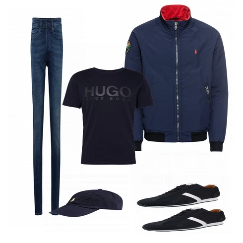 Blau Schuh Sneaker Boss kombinieren