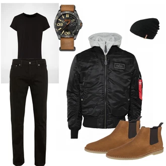 Outfit mit Mischfarben T-Shirt Tigha "blackking"