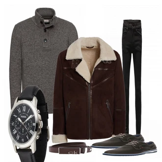 Outfit mit Schwarz Lederjacke Maze "Blame"