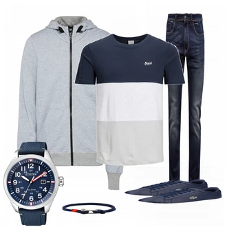 Outfit mit Blau Sneaker Lacoste "blue"