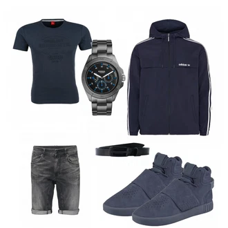 Outfit mit Schwarz Gürtel Diesel "BluemeetsGrey"