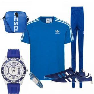 Outfit mit Blau Schuh Sneaker Adidas Originals "BlueSea"