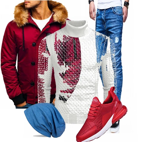 Grau Jacke Winter Parka COOFANDY kombinieren