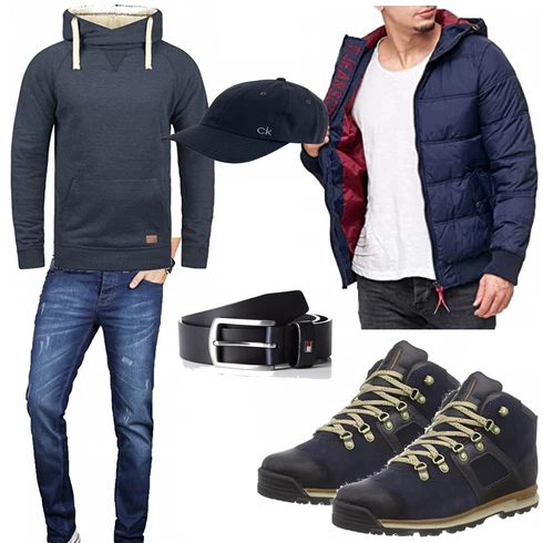 Blau Overall/Winter Parka/Regenjacke Indicode Jeans kombinieren mit Blau Trachtenmode/Winter Parka Timberland