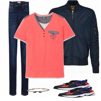 Outfit mit Blau Sneaker Nike "Bonprix Casual"