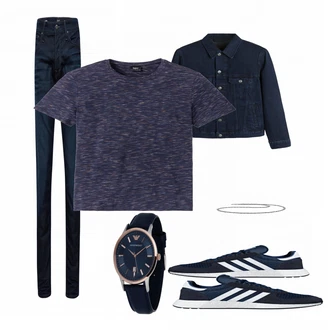Outfit mit Blau Schuh Sneaker Adidas "Bonprix Look"