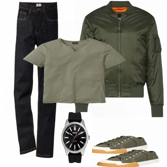 Outfit mit Grün Sneaker G-Star Raw "Bonprix Look"