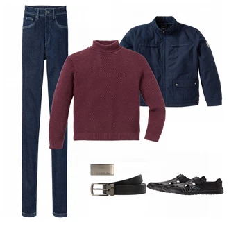 Outfit mit Schwarz Gürtel Lacoste "Bonprix Rot"