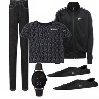 Outfit mit Schwarz Sneaker Lacoste "Bonprix Style"