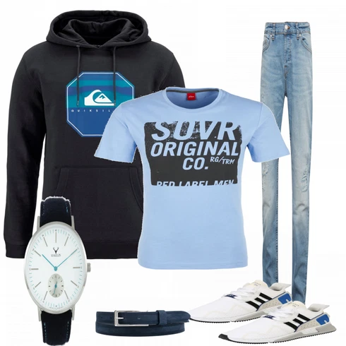 Grau Sportschuh Adidas Originals kombinieren mit T-Shirt