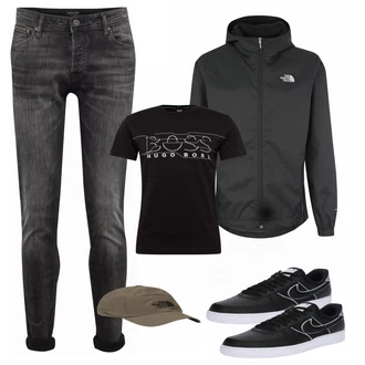 Outfit mit Schwarz Sneaker Nike "BOSS"