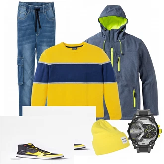 Outfit mit Gelb Schuh Sneaker Guess "bpc"