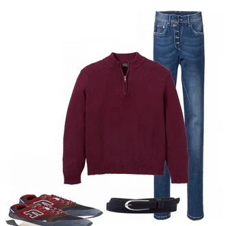 Outfit mit Blau Sneaker Replay "bpc pullover"