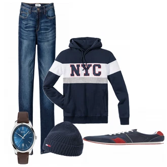 Outfit mit Blau Hausschuh Bonprix "bpc selection sneaker"
