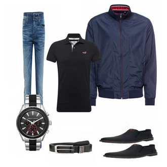 Outfit mit Weiß/Blau Uhr Armani Exchange "BRAND"