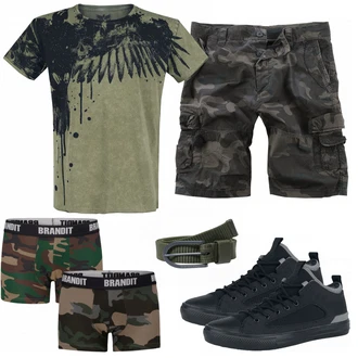 Outfit mit Schwarz Sneaker Converse "Brandit"