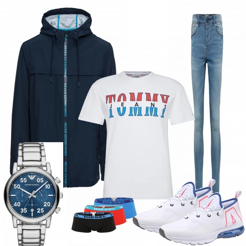Blau T-Shirt Tommy Jeans kombinieren