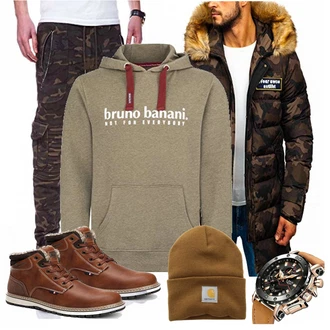 Outfit mit Braun Wintermantel/Winter Parka BOLF "bruno banani"