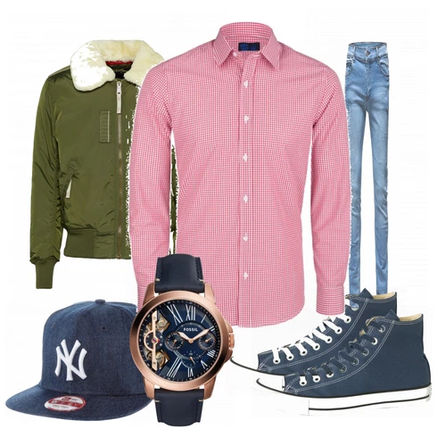 Blau Sommer Schuh Converse kombinieren mit Blau Accessoire New Era, Blau Accessoire Fossil