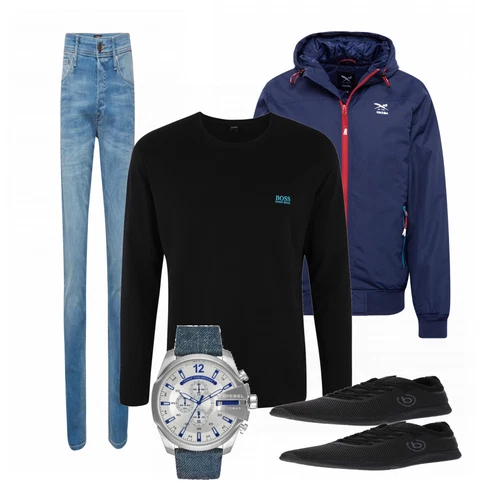 Schwarz Sportschuh Bugatti kombinieren