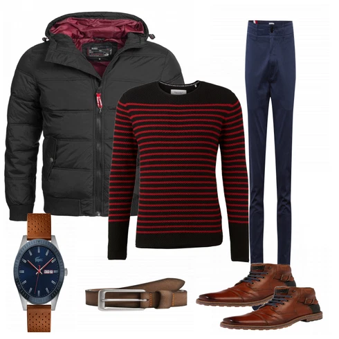 Braun Schuh Stiefel Bugatti kombinieren mit Blau Hose Tommy Jeans