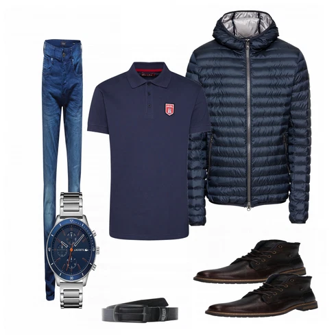 Blau Jeans/Winter Parka SCOTCH & SODA kombinieren mit Schwarz Gürtel Tommy Jeans