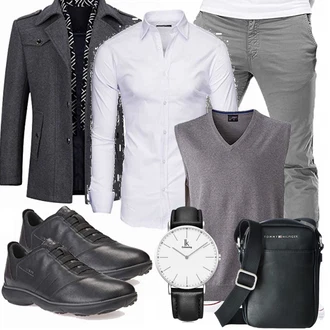 Outfit mit Grau Pullunder James & Nicholson "Buro outfit"