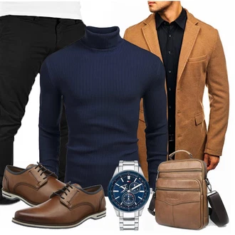Outfit mit Braun Wintermantel/Winter Parka BOLF "Buro Outfit"