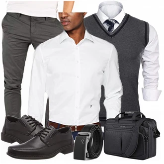 Outfit mit Blau/Weiß Hemd/Bügelfreies Hemd Seidensticker "Buro Outfit"
