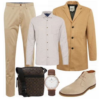 Outfit mit Beige Stiefel Bianco "Buro Outfit"