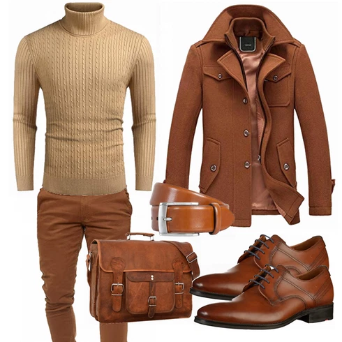 Rot Overall/Wintermantel/Winter Parka YOUTHUP kombinieren mit Braun Gürtel LLOYD Men´s Belts