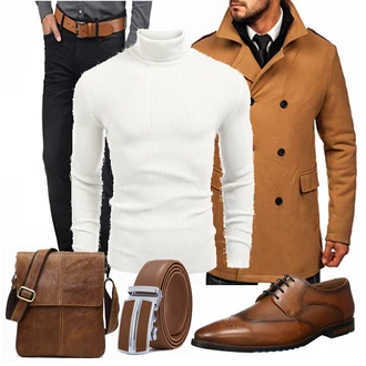 Outfit mit Braun Wintermantel/Winter Parka BOLF "Buro Outfit"