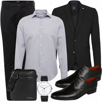 Outfit mit Schwarz Anzug S.Oliver Black Label "Buro Outfit"