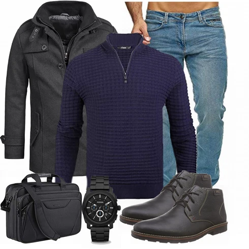 Blau Overall/Wintermantel/Winter Parka Indicode Jeans kombinieren