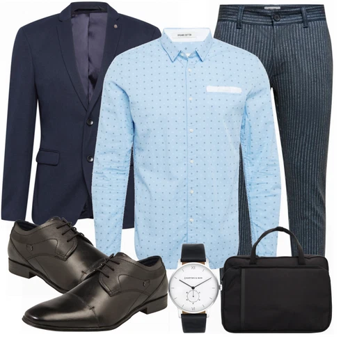 Blau SchulterTasche Herschel kombinieren mit Weiß Casual Hemd Tom Tailor Denim