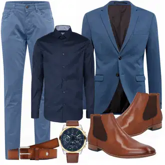 Outfit mit Blau Anzug Jack & Jones "Buro Outfit"