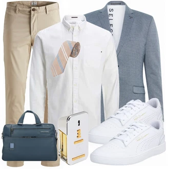 Outfit mit Türkis Anzug SELECTED HOMME "Buro outfit"