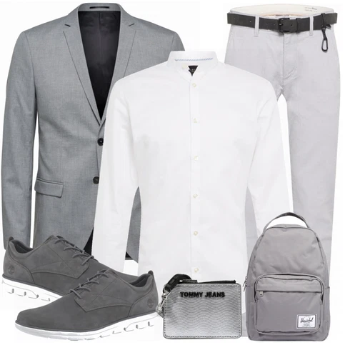 Grau Große Größe SELECTED HOMME, Weiß Große Größe SELECTED HOMME kombinieren mit Grau Rucksack Herschel