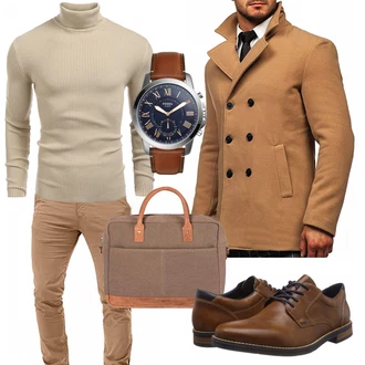 Outfit mit Braun Wintermantel/Winter Parka BOLF "Buro Outfit"