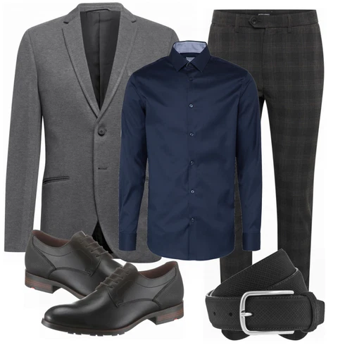 Grau Anzug Jack & Jones kombinieren mit Schwarz/Grau Schuh Lloyd