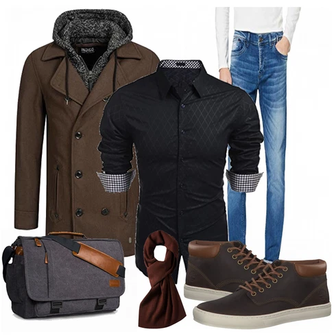 Blau Hose/Wintermantel/Winter Parka Indicode Jeans kombinieren