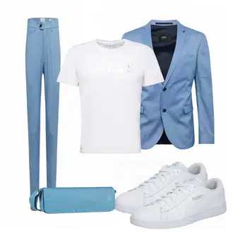 Outfit mit Blau Anzug S.Oliver Black Label "Buro Outfit"