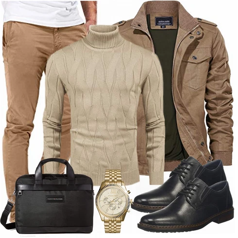 Beige Jacke Winter Parka COOFANDY kombinieren