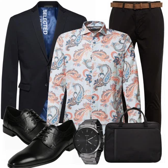 Outfit mit Schwarz Anzug SELECTED HOMME "Buro Outfit"