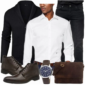 Outfit mit Blau/Weiß Hemd/Bügelfreies Hemd Seidensticker "Buro Outfit"
