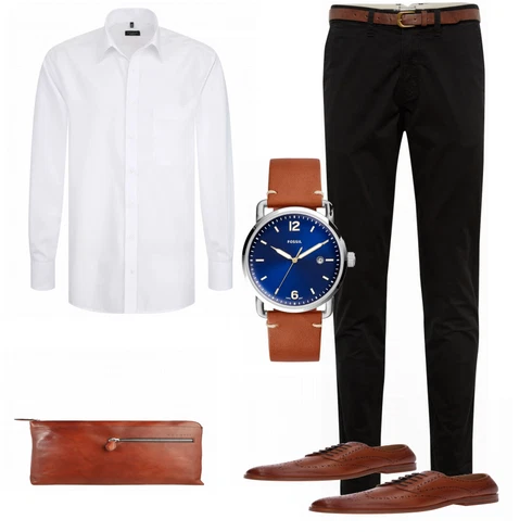 Braun Schuh Hudson London kombinieren mit Schwarz Hose Jack & Jones