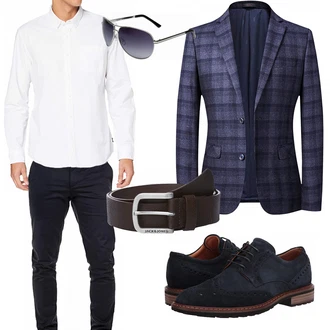 Outfit mit Blau Hemd EDC by Esprit "Business Look"